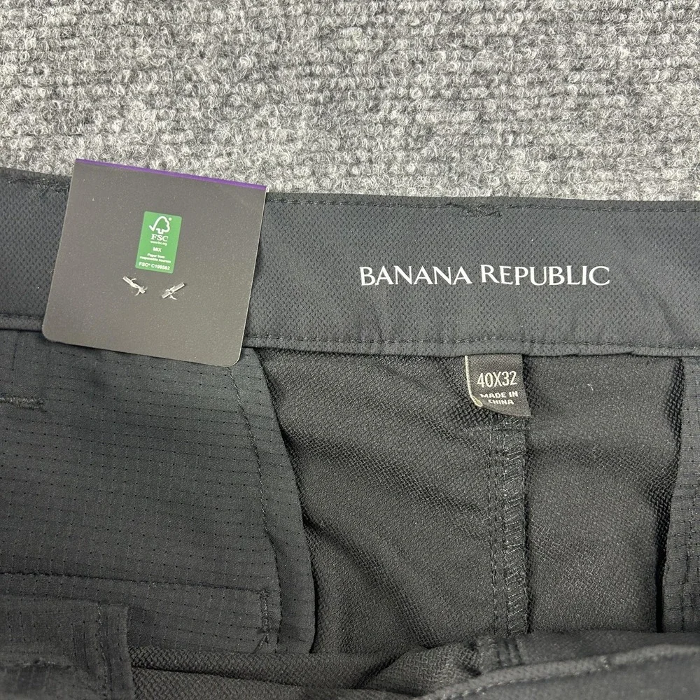 Banana Republic Dress Pants Mens 40x32 Black Flat Front Chino Work Casual‎